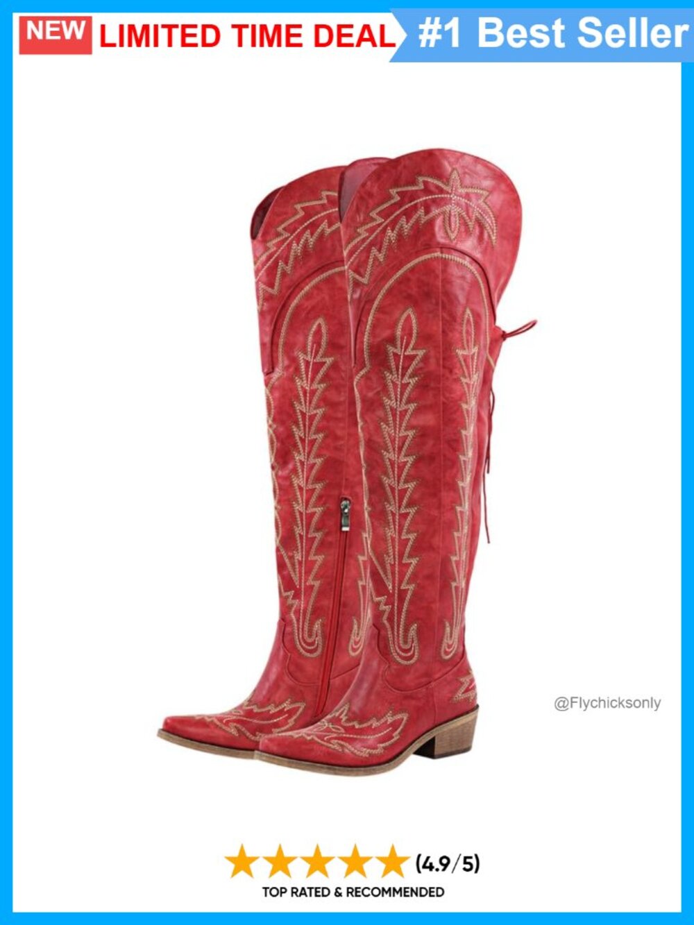 Thigh High Cowboy Boots Embroidered Wide Calf Western Boots